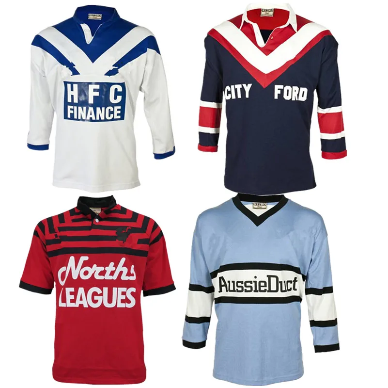 

RETRO RUGBY JERSEY 1991 NORTH SYDNEY BEARS 1985 BANKSTOWN BULLDOGS 1976 SYDNEY ROOSTERS 1988 CRONULLA SHARKS Size: S---5XL