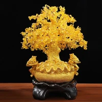 lucky tree yellow crystal tree fortune wealth money tree home office shop decoration craft feng shui housewarming opening gifts
