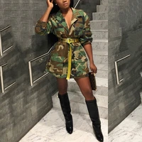 camouflage printed jackets coats single breasted turn down collar full sleeve loose straight evening night party outwears new