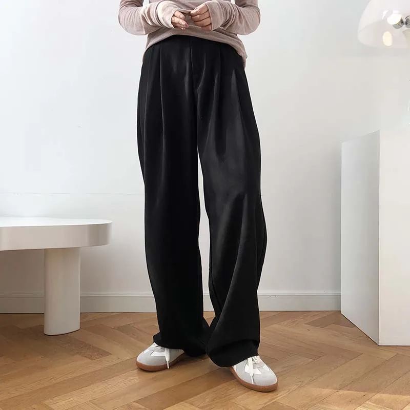 

Autumn New Fashion High Waist Women Pants Smoke Tube Wide Leg Pants Loose Straight Vertical Sense Mop Suit Pants For Women