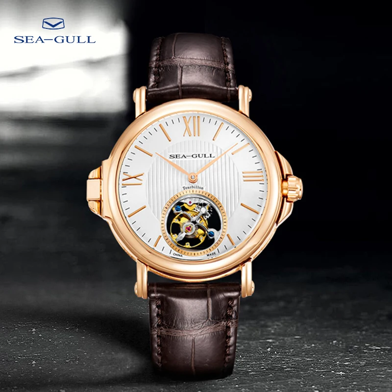 

2021 New Seagull Manual Tourbillon herenhorloge Limited Edition Simple Business 18K roségoud luxe horloge 638.867