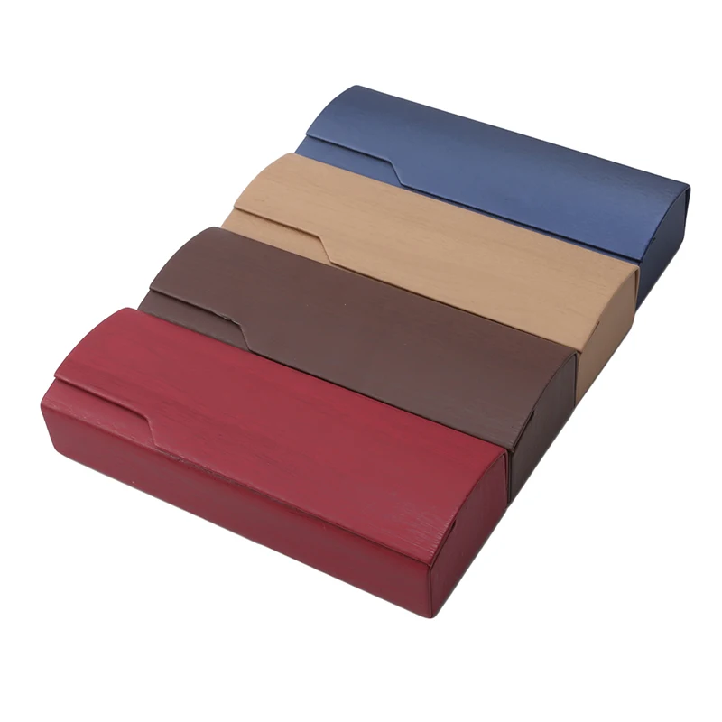 

New Fashion Spectacle Case Unisex Portable Imitation Wood Grain Sunglass Box Glasses Women Hard Handmade Square Fold Box Men