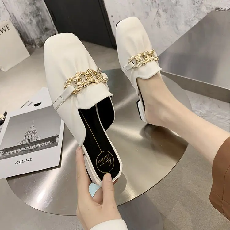 

Женские летние тапочки Baotou, новые удобные нескользящие шлепанцы с квадратным носком, корейская мода, 2021