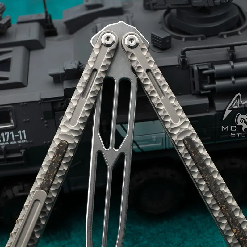 Тренировочный нож-бабочка Maxace Obsidian S90V стальное лезвие ручка из титанового сплава