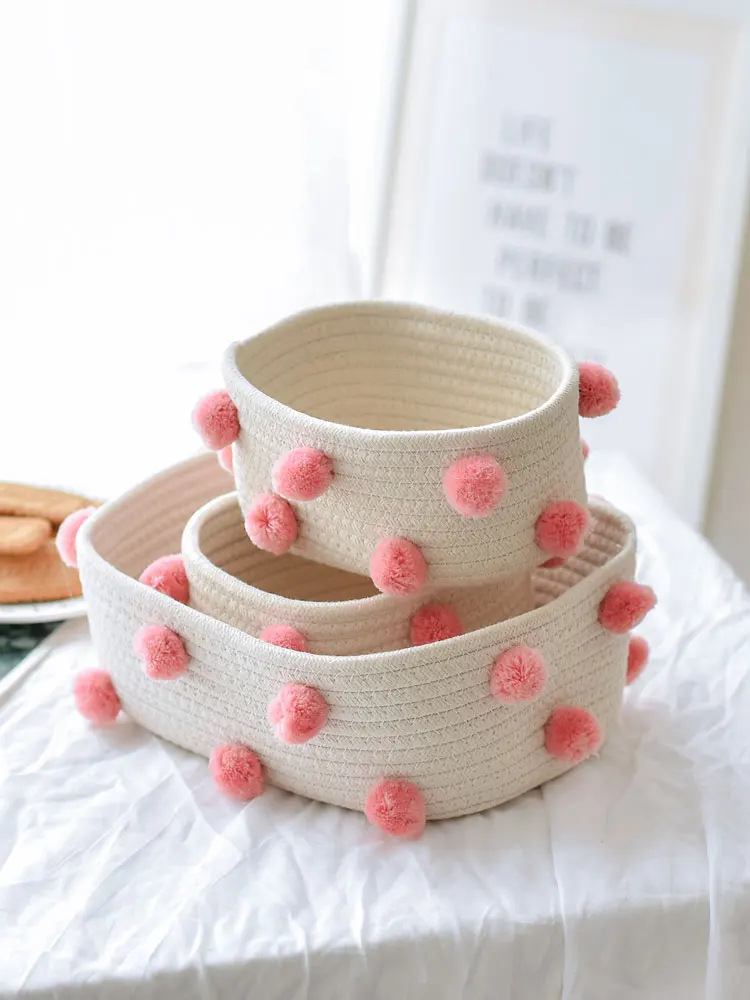 

Nordic INS Linen Storage Basket Desktop Clutter Sorting Box Cosmetics Snacks Storage Basket Remote Control Storage Box