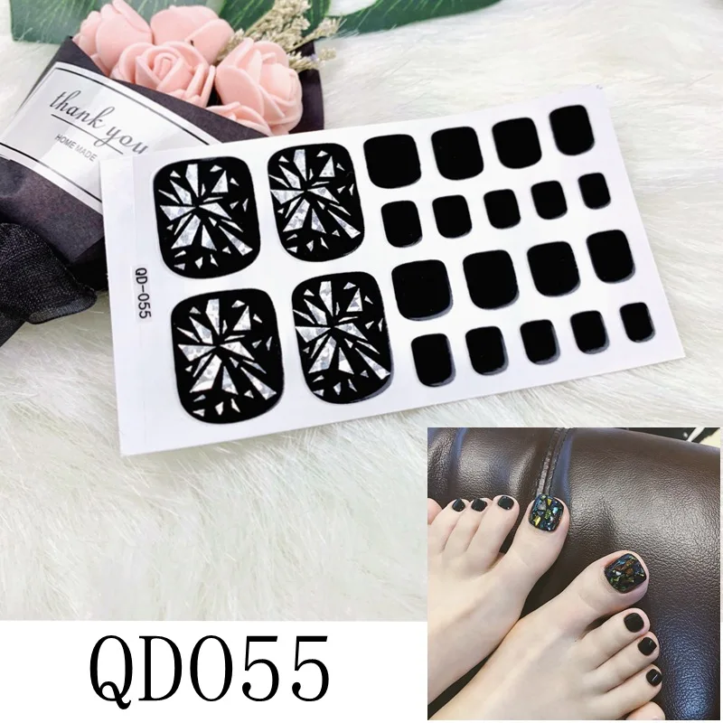 

Rhinestone Design Toe Nail Wraps DIY Decals Plain Stickers Foot Beauty Nail Sticker Geometric Design Toenail