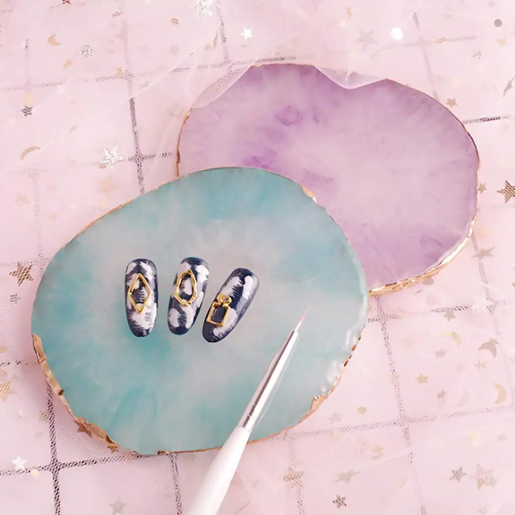 

1Pcs Resin Stone Nail Art Color Palette Nail Painting Makeup Palette Tray Cosmetic Nail Gel Polish Colors Mixing Pallet