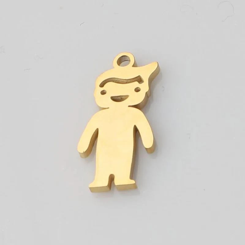 boy charm 10 шт./лот нержавеющая сталь Зеркальная полировка золотой цвет мальчик и подвески для девушки пара кулон для самостоятельного изготовления ювелирных изделий Аксессуары - Окраска металла: boy charm