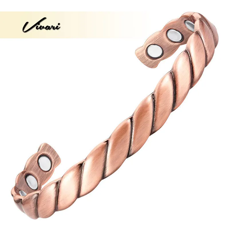 

Vivari Pure Copper Bracelet Retro Fashion Jewelry Magnetic Charm Round Style Bracelet Healing Bracelet for Women