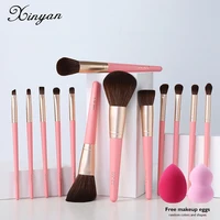 xinyan 13pcs peach blossom makeup brushes set wool fiber concealer cosmetic blush eyeshadow concealer blending makeup brush tool