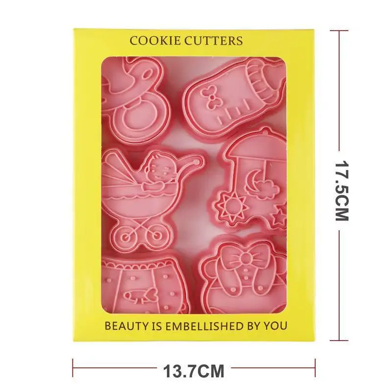 

6Pcs/set Cookies Cutters Baby Shower Biscuit Mold Fondant Cutter Embossing Sugarcraft Dessert Baking Accessories Cookie Mold