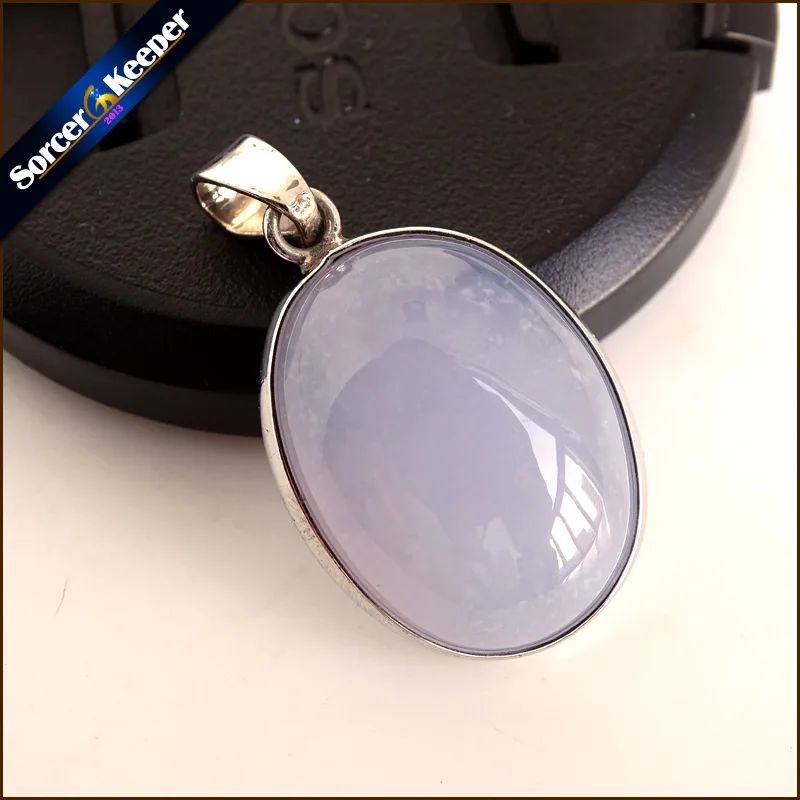 A+ Real Natural Gem Stone Blue Chalcedony Agates Cabochon Beads Crystal Necklace& Pendant Women Accessories bijou Jewelry TS773