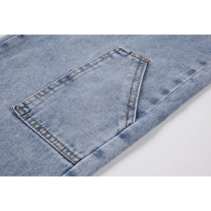 

2021 New Women's Wide Leg Denim Pants High Waist Streetwear Bownot Design Wash Straight Jeans Blue Harajuku Tide Cowboy Trousers