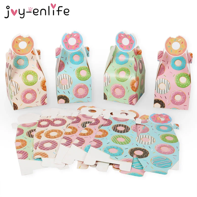 8 шт. бумажная коробка для конфет в виде пончика детского душа|Подарочные сумки и