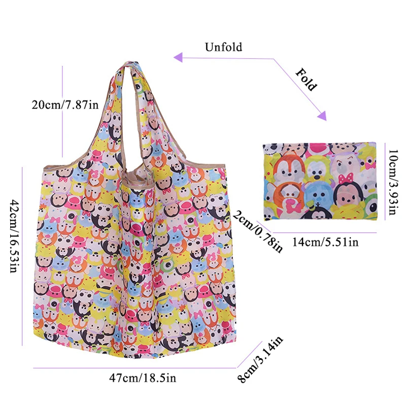 Многоразовая хозяйственная сумка с мультипликационным принтом Экологичная