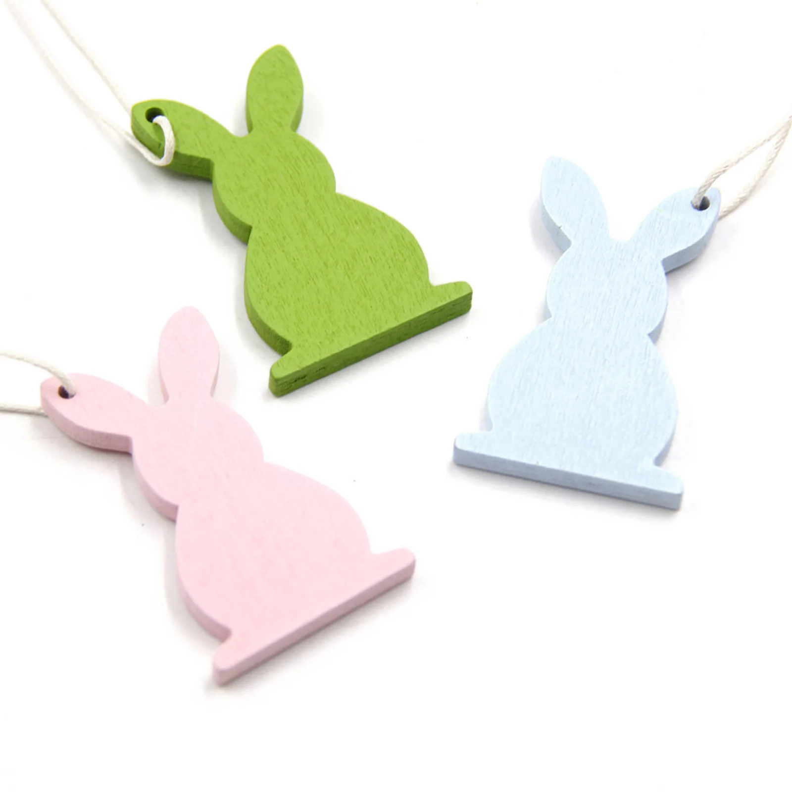 

Eggs Pendants Bunny Hanging Crafts Birthday/Easter Party Decoration Festive Supplies Multicolor 6PCS 100%Wooden DIY Wooden Gift