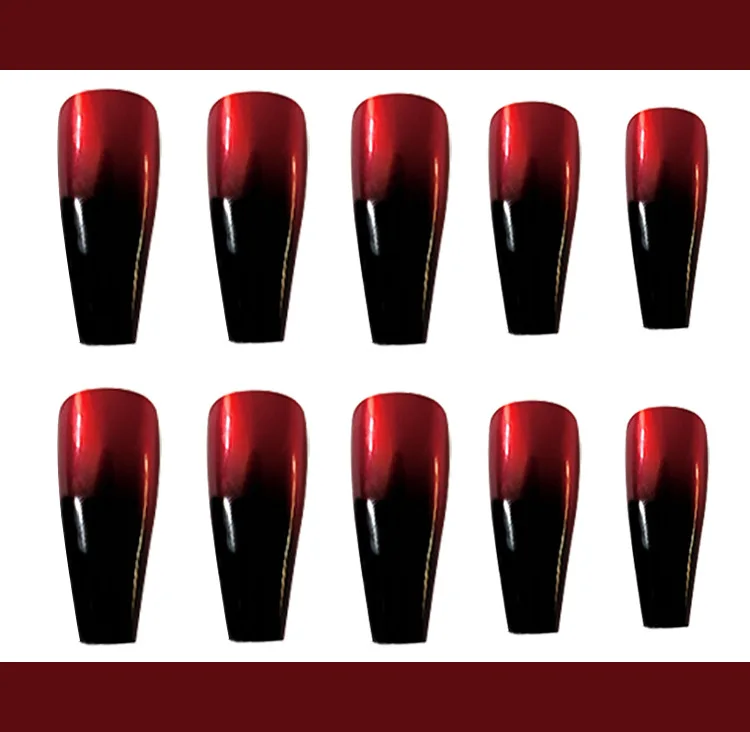 24 шт. черные красные градиентные и длинные ногти балерины съемные накладные с