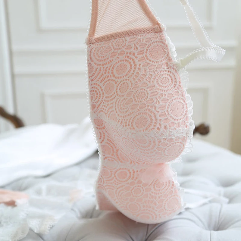 Комплект женского кружевного нижнего белья пикантный бюстгальтер с чашкой 1/2 без