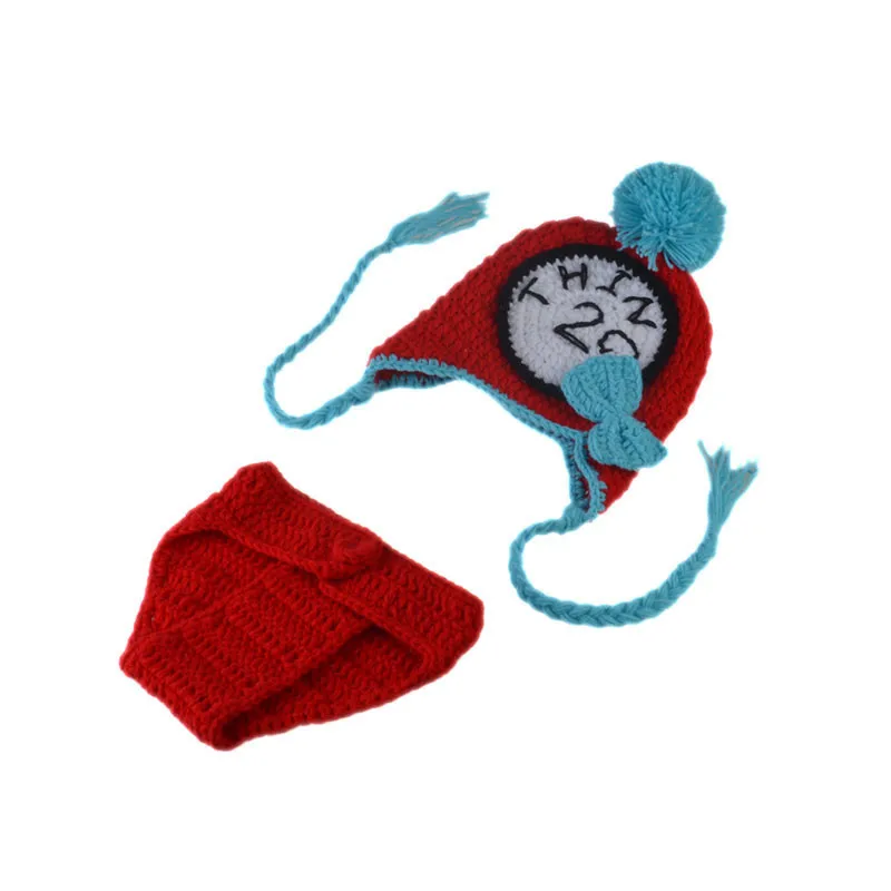 Новорожденные красные короткие брюки очаровательные детские вязаные часы и