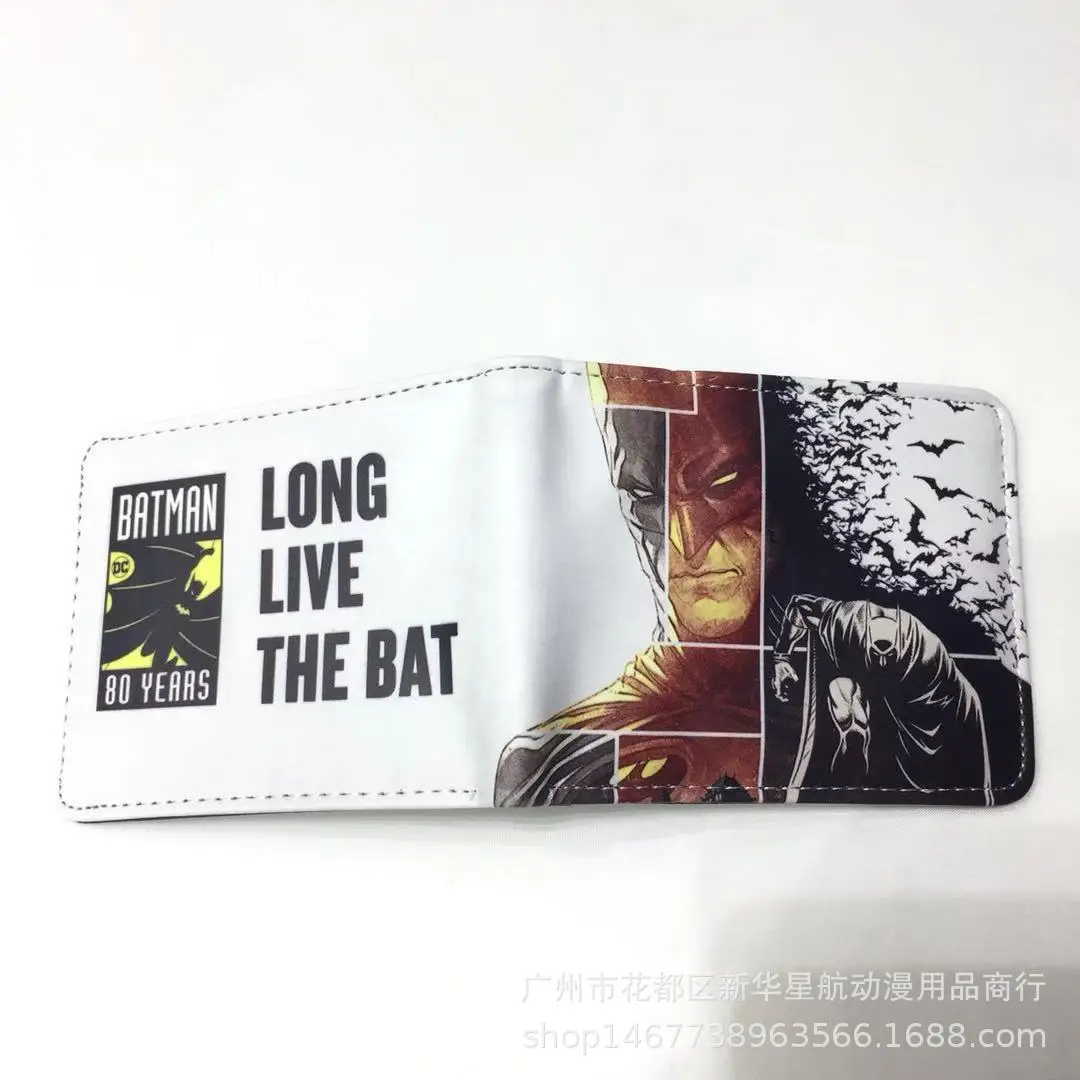 Оригинальный кошелек Superheroes Justice League Batman двухскладочный унисекс с настоящей кожей для мужчин.