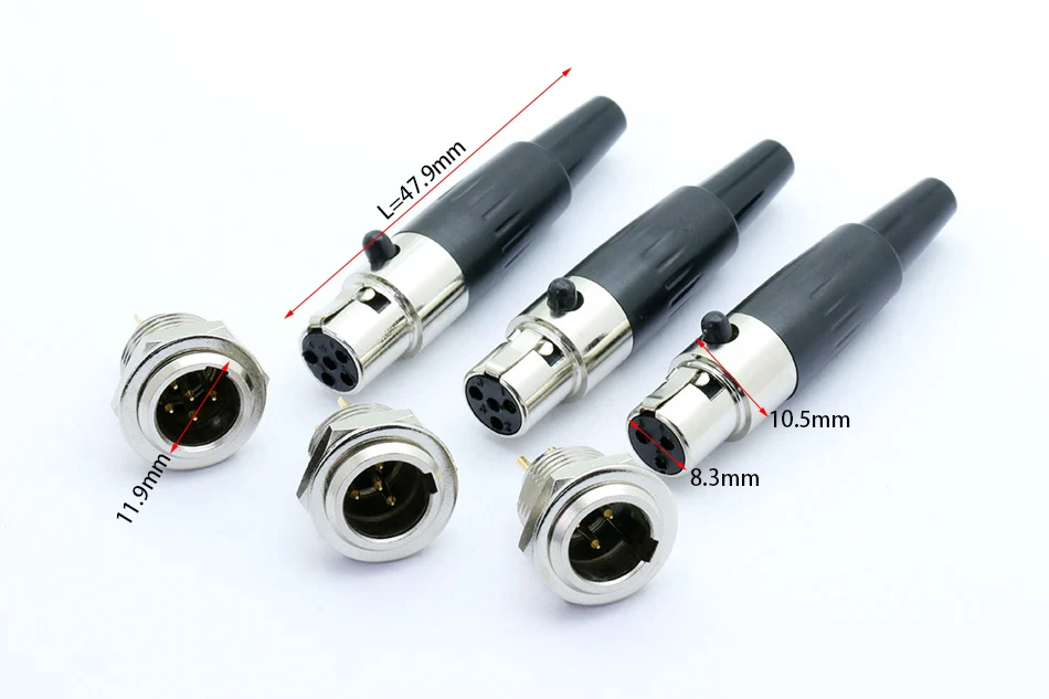 1 компл. Разъем Mini XLR, мини-авиационный микрофонный разъем, цинковый сплав+ медные булавки с позолотой, 3 4 5 контактов
