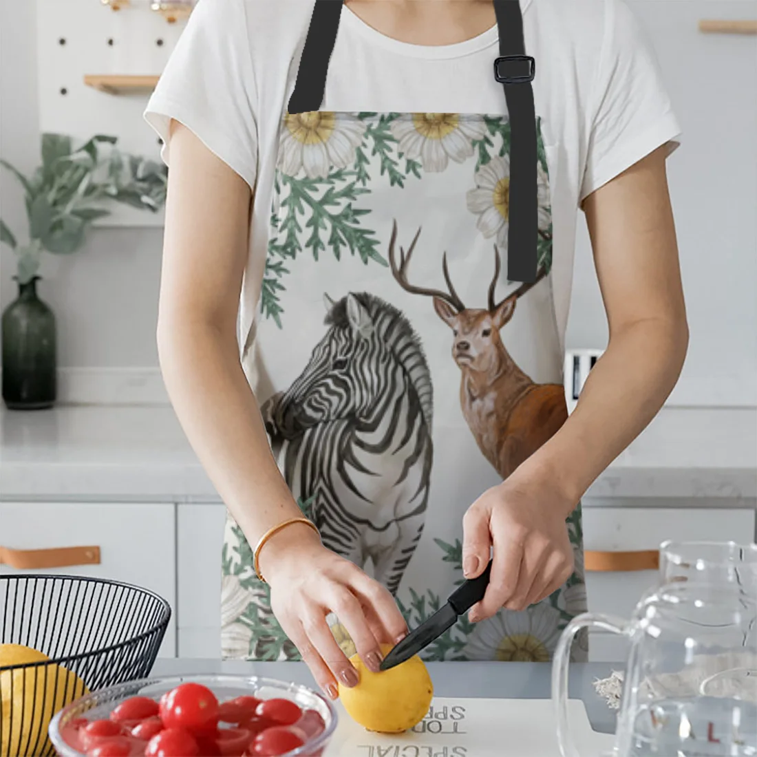 Подсолнух олень Зебра кухонный фартук для шеф-повара женщин детский домашний