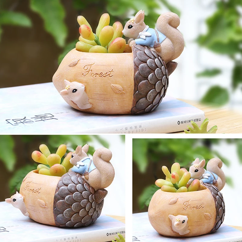 Домашний декор веселый сад мультфильм белка и орех Сад Смола мясистые цветы