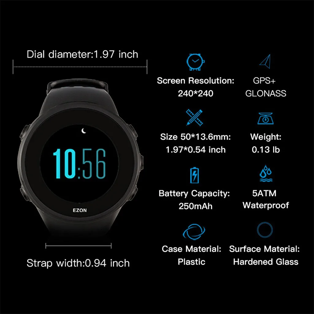 EZON T958 Смарт-часы GPS шагомер Бег Спорт сообщение напоминание Смарт Blueteeth часы с
