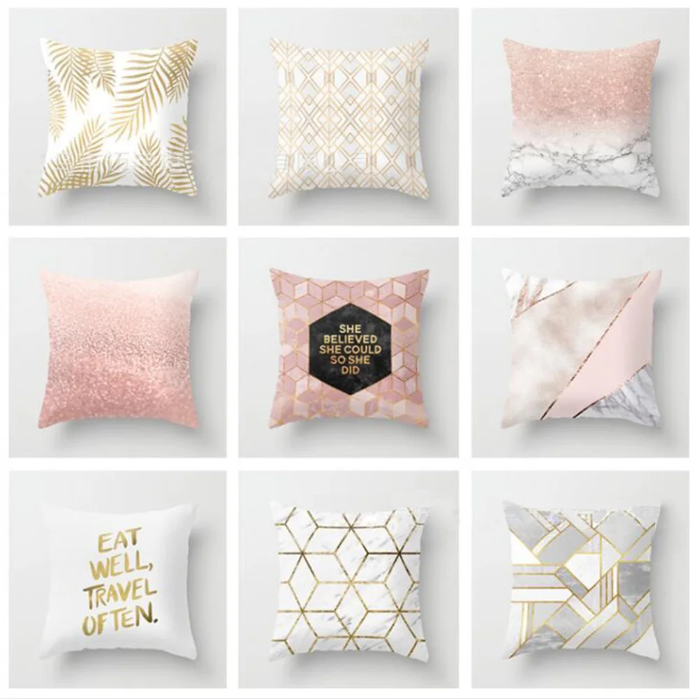 

Geometric Minimalist English Alphabet Pattern Pillowcase Sofa Cushion Pillowcase Peach Velvet Home Decoration Pillowcase