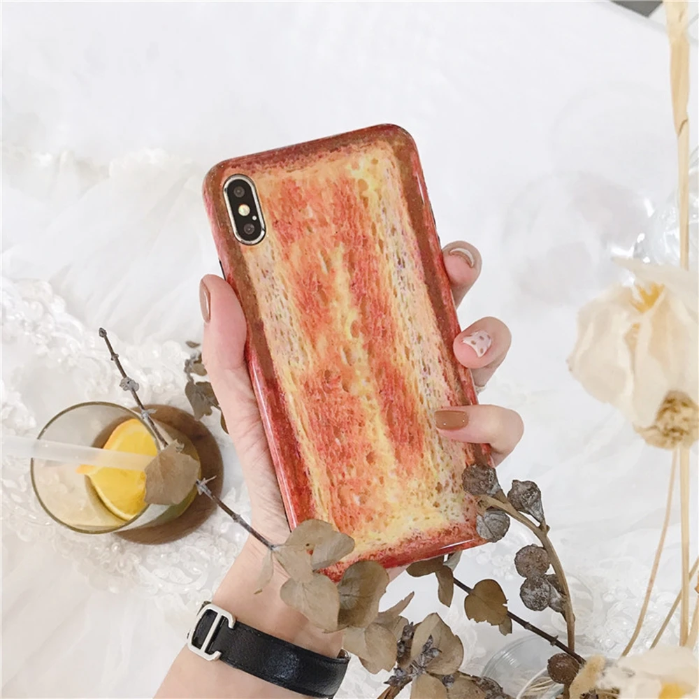 Для iPhone 7 8 XR Забавный чехол для телефона X XS Max милый мягкий с едой 6S противоударный