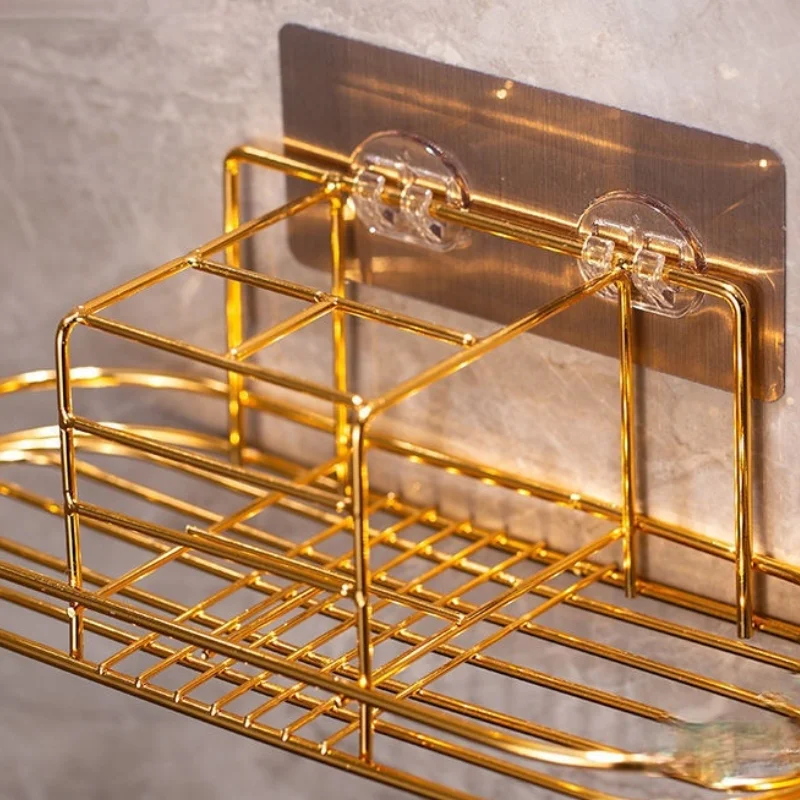 

Wall Toothbrush Holder Glass Wash Cup Set Toothpaste Shelf Stand Razor Rack Gold Bathroom Tumblers Organizer Mental WC Storage