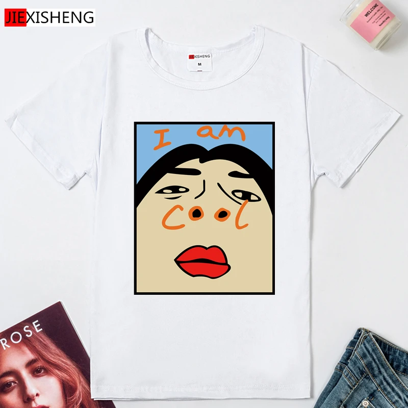 Модный стиль я с классным принтом в виде букв для женщин Футболка 2020 летняя