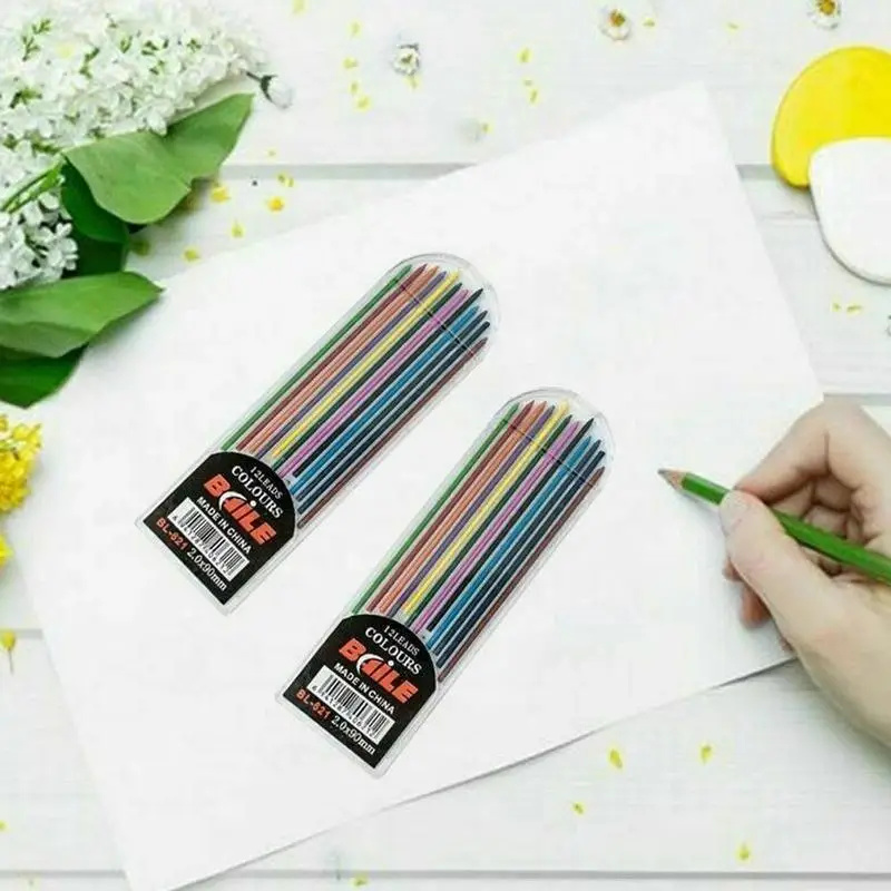 1 коробка цветной карандаш свинцовый 2 0 мм автоматическая канцелярская смазка