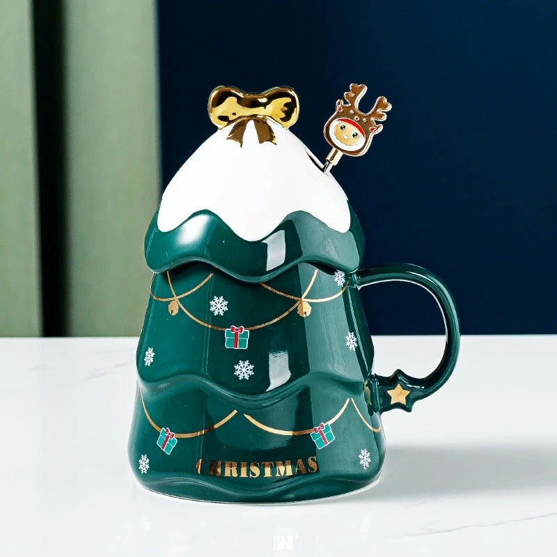 

3D Christmas Tree Mug Creative Lovely Exquisite High Quality Ceramic Thermos Cup Christmas Gift StarBuck Coffee Milk Cup