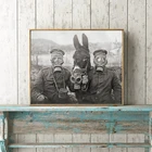 Черно-белый фотопостер времен Второй мировой войны, печать осла и двух немецких солдат, античная фотография, настенное искусство, Картина на холсте, Декор