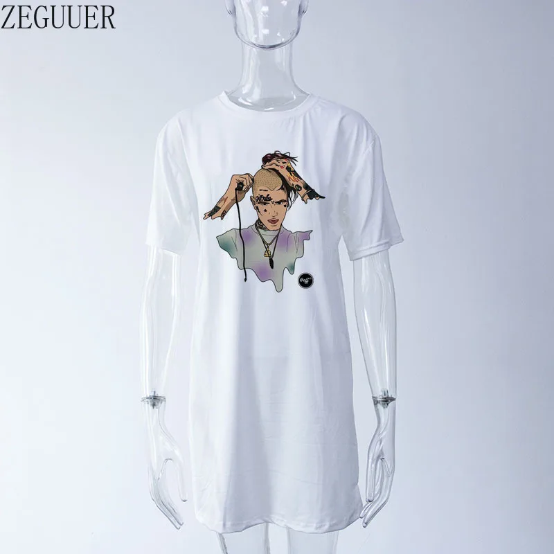 Lil Peep + portrait printed 2020 модное Брендовое женское платье с круглым вырезом и коротким