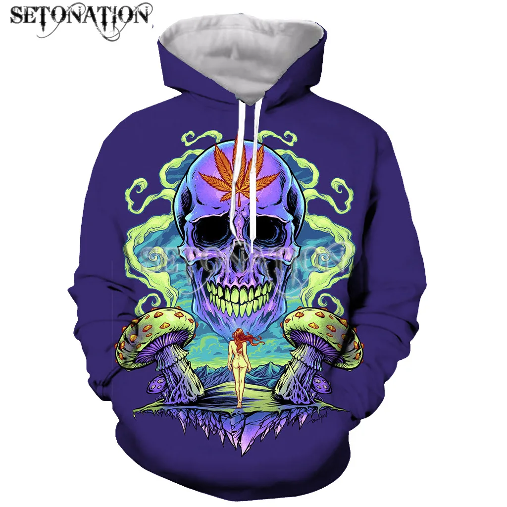 Забавный Новый Модный Топ Grim death smoking skull с длинным рукавом и 3D принтом на