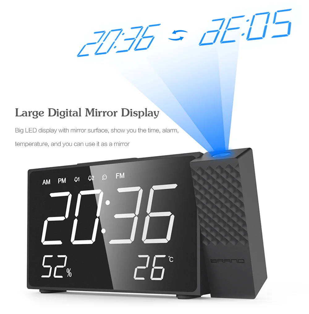 Проекция радио будильник светодиодный цифровой стол настольные часы функция