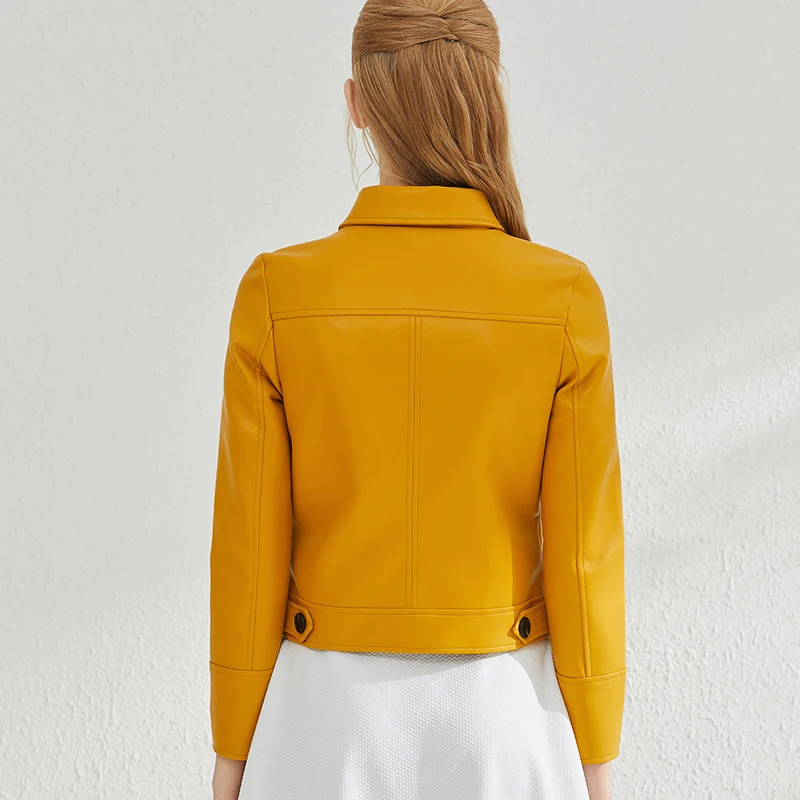 

Zcwxm 2021 Spring Autunm PU Faux Leather Jacket Women Big Pocket Single-Breasted Turn-Down Collar Female Ladies Basic Outwear