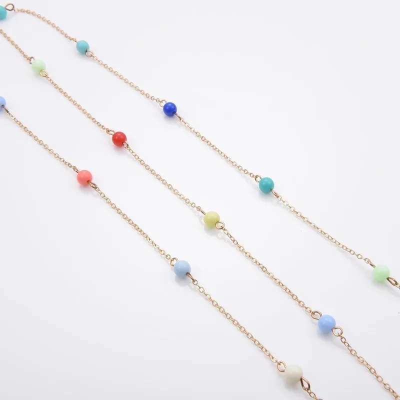 

Candy Color Rainbow Acrylic Bead Eyeglass Chain Lanyard Reading Glasses Chains Women Accessories Sunglasses Hold Straps Cords