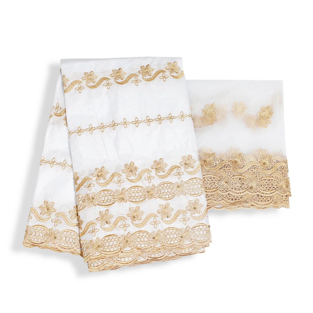 2020 Высокое качество Новый стиль Bazin Riche Brode с 2 ярдов Сетчатое кружево бисером