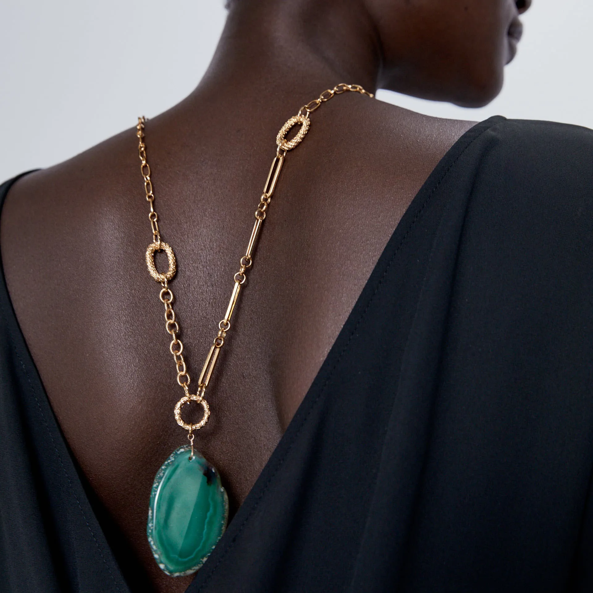 Новое летнее ожерелье ручной работы в стиле бохо с веревочкой и камнем пэчворк 2020