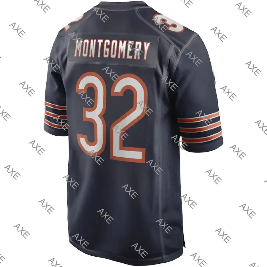 

New Embroidery Letters American Football Jersey David Montgomery Men Chicago Blue White Orange Player Jersey
