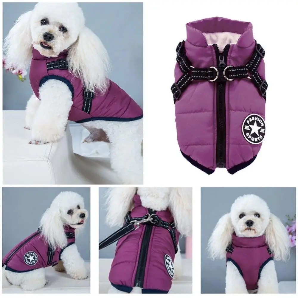 

Dog Coat with Harness Winter Dog Coat Fleece Dog Jacket Waterproof Dog Coat Zipper Dog Jacket Puppy Coat Small Large Dog Clothes