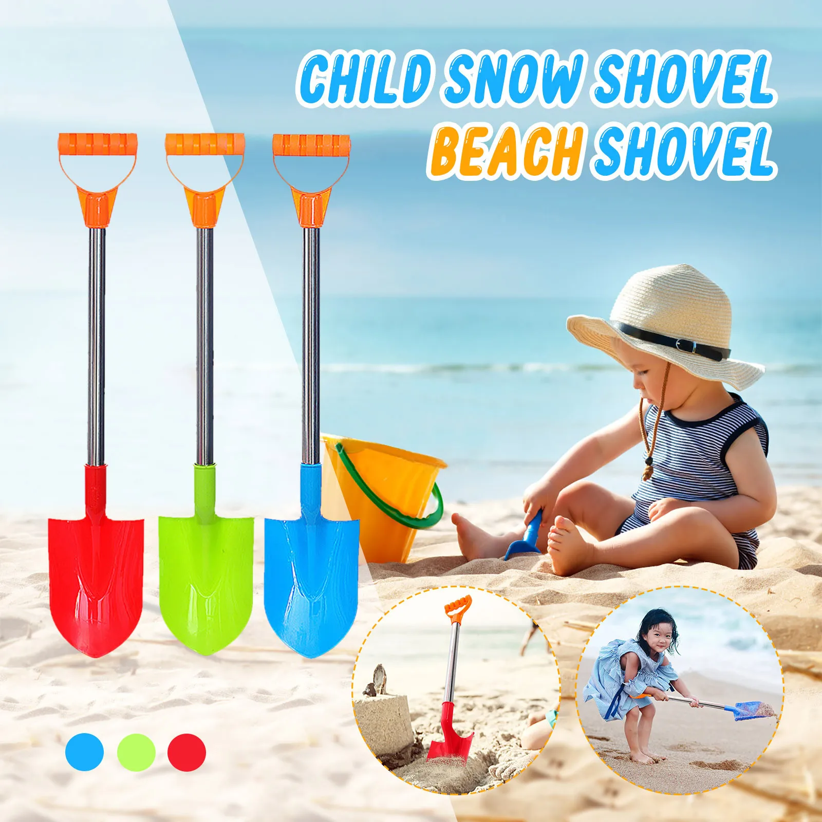 

Children Snow Shovel Children's Beach Shovel With Wooden Steel Handle Household Multifunctional Light Weight Tool Shovel 2021 R5
