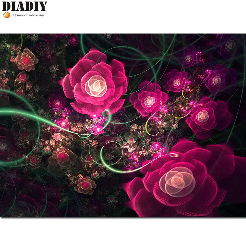 

Камни в форме ромба и круглыми стразами 5D «сделай сам»: фиолетовый В фантазийном стиле цветок Алмазная вышивка крестиком на рисунке, стразы ...
