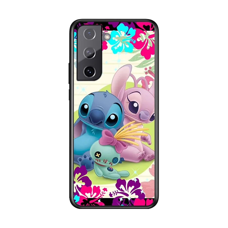 Cover Lilo Stitch Cartoon For Samsung Galaxy S22 S21 S20 Ultra Plus Pro S10 S9 S8 S7 4G 5G silicone Soft Black Phone Case