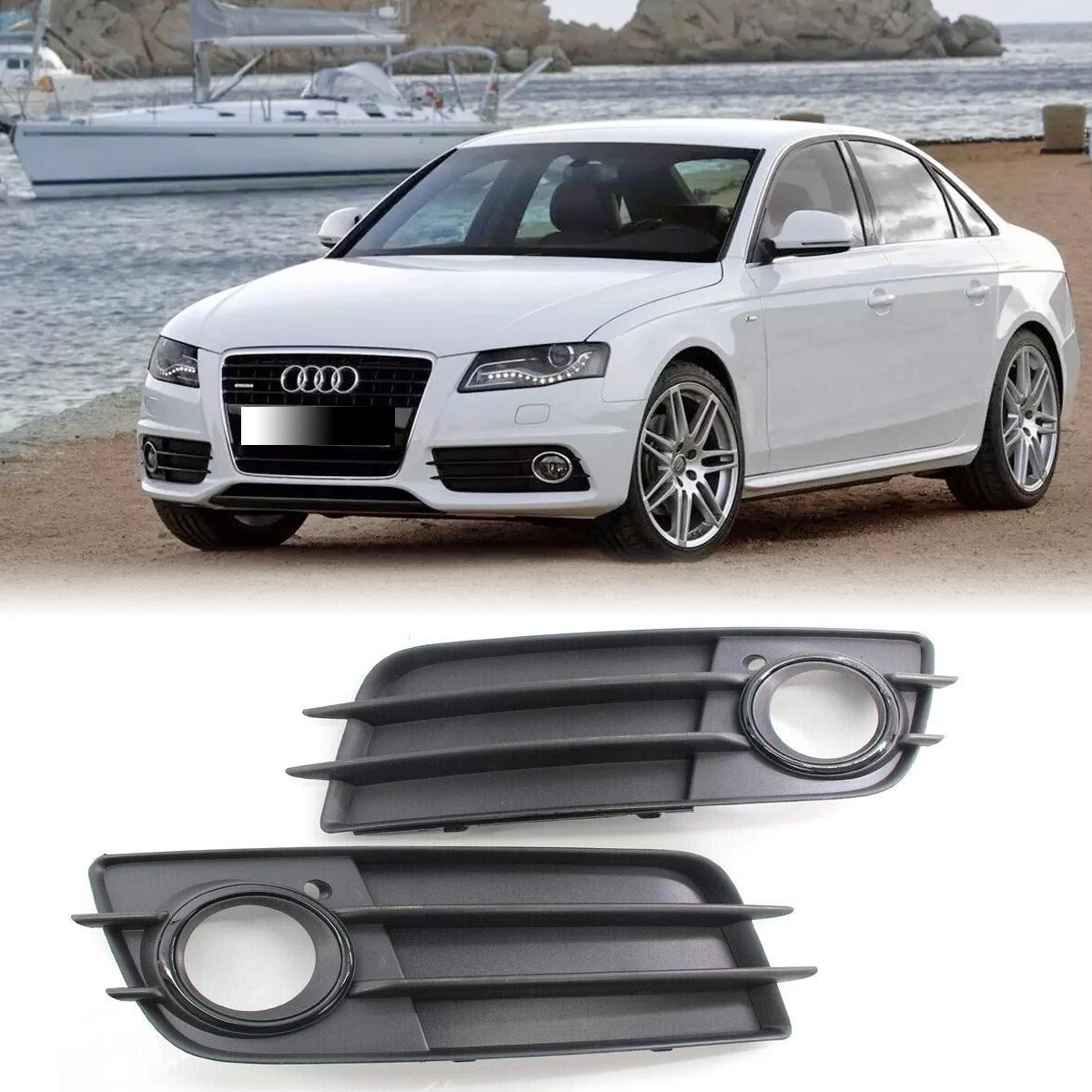 

Black Fog Light Cover Trim Front Bumper Fog Lamp Grille For Audi A4 B8 S4 S-Line 2009 2010 2011 2012 Car Styling 8K0807681C