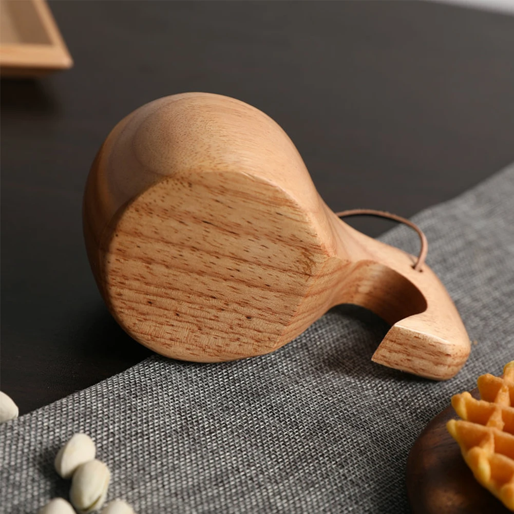 

Japanese Wooden Milk Water Drink Hanging Rope CoffeeTea Milk Mug Breakfast Cup Salad Bowl Drinkware Kitchen Accessories Gadgets