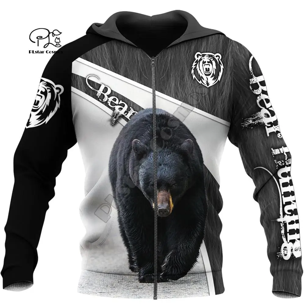 

PLstar Cosmos 3DPrint Brown Bear Hunter Hunting Animals Funny Men/Women Harajuku Streetwear Hoodies/Zip Hoodie/Sweatshirt/-c9